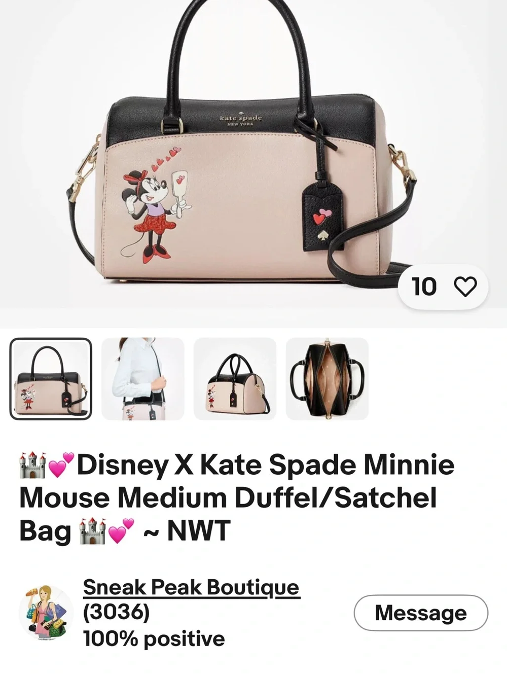 kate spade Minnie Mouse Pink and Black Satchel